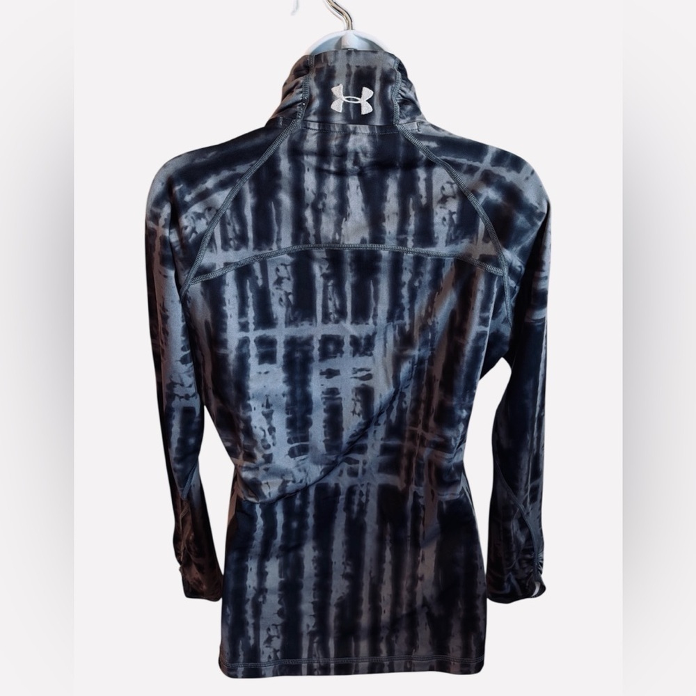 Under Armour 1/4 Zip Size Large Black Gray Tie Dye Print Long Sleeve Activewear - Picture 4 of 12
